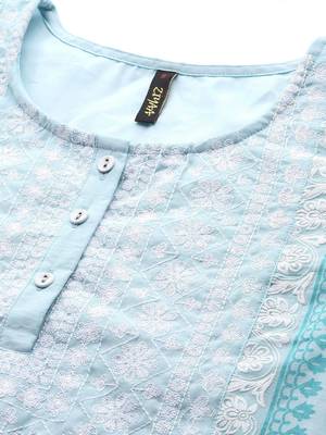 Blue printed chanderi kurta sets 4