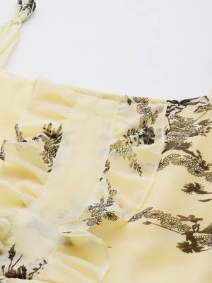 Beige printed georgette short-dresses 2
