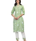 Green embroidered cotton salwar