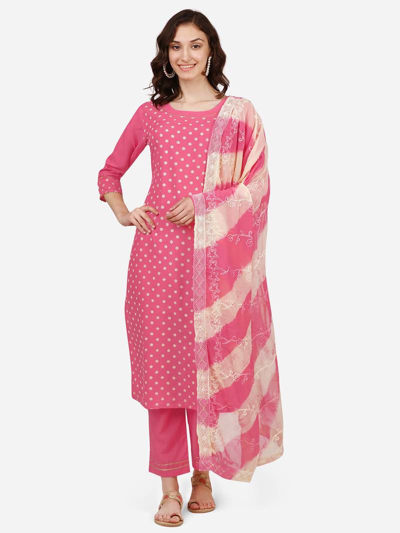 Pink gota cotton salwar
