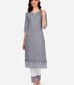 Grey embroidered cotton salwar