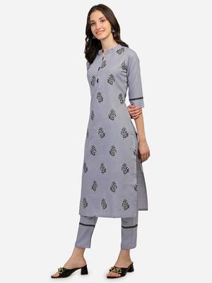 Grey block print cotton salwar 3