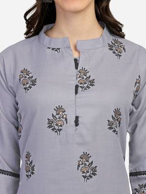 Grey block print cotton salwar 4