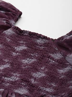 Purple printed georgette short-dresses 2