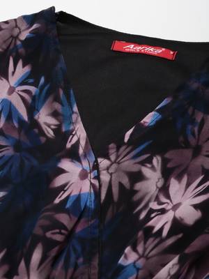 Black printed denim short-dresses 2