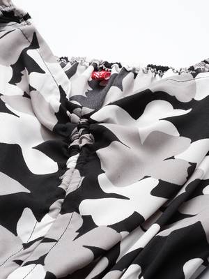 Black printed georgette short-dresses 2