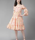 Red printed georgette short-dresses