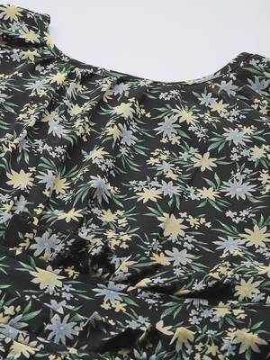 Black printed georgette short-dresses 2