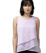 Purple printed georgette party-tops