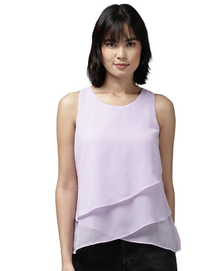 Purple printed georgette party-tops