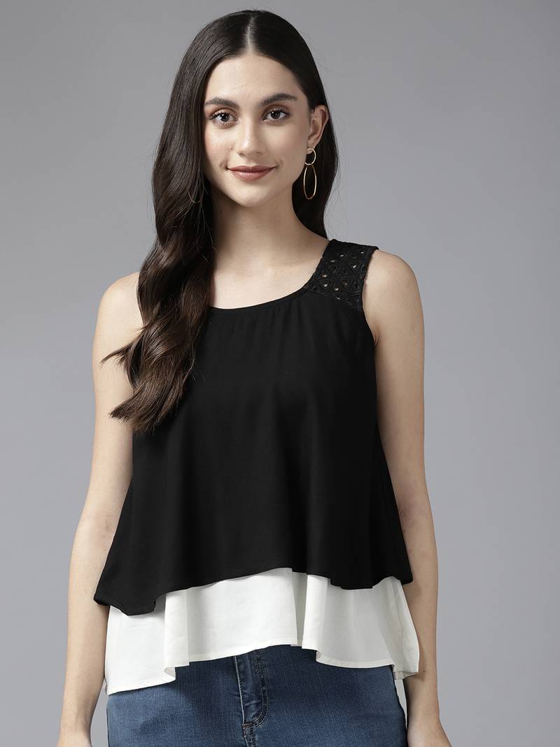 Black plain georgette party-tops Aarika 4049750