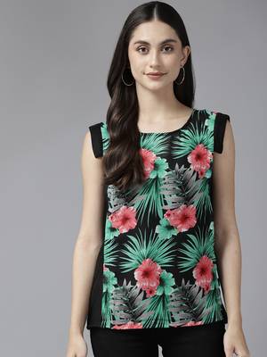 Black printed georgette party-tops 1