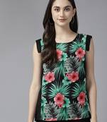 Black printed georgette party-tops