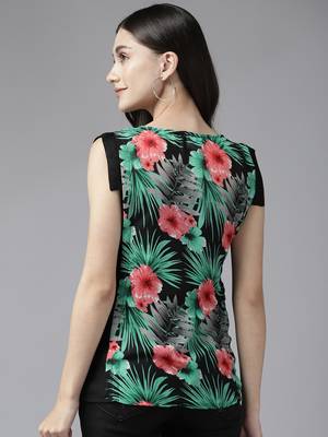 Black printed georgette party-tops 4