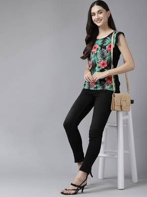 Black printed georgette party-tops 5