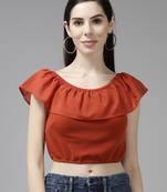 Coral plain blended cotton party-tops