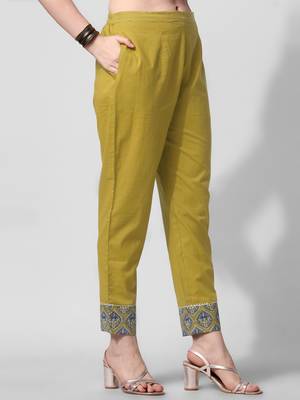Mustard Grey Ajarak Printed Cotton Kurta With Pant and Dupatta Set 5