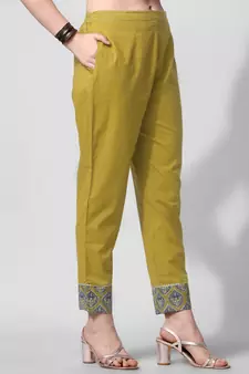 Mustard Grey Ajarak Printed Cotton Kurta With Pant and Dupatta Set
