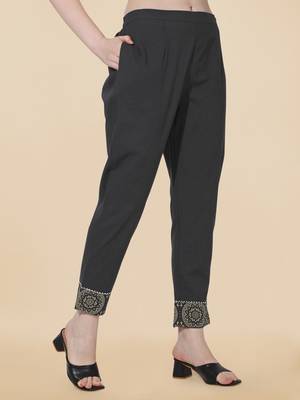 Black Ajarak Printed Cotton Kurta With Pant and Dupatta Set 5