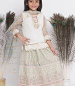 Floral Work Cloudy Blue Lehenga with Floral Emroidery Kurta and Duppatta