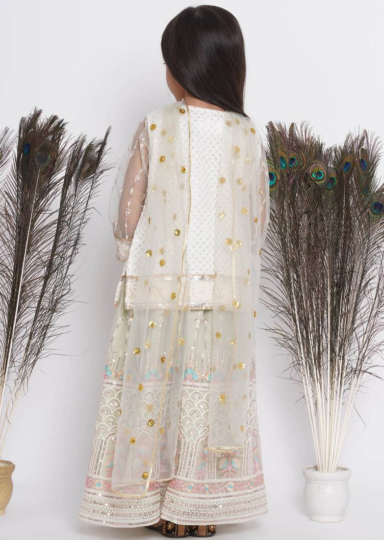 Floral Work Cloudy Blue Lehenga with Floral Emroidery Kurta and Duppatta