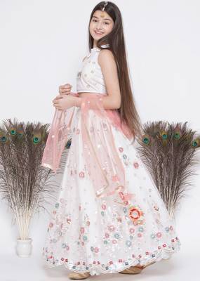 Floral Embroidery Kurta with Floral Lehenga and Dupatta 2