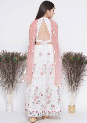 Floral Embroidery Kurta with Floral Lehenga and Dupatta 4