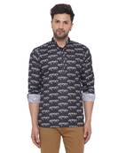 Black printed cotton men-kurtas