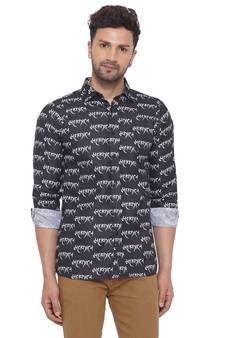 Black printed cotton men-kurtas