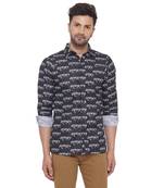 Black printed cotton men-kurtas
