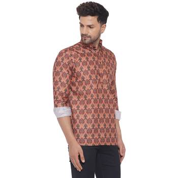 Orange printed cotton men-kurtas 2