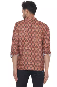Orange printed cotton men-kurtas