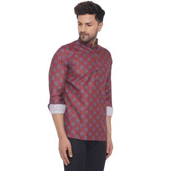 Maroon printed cotton men-kurtas 2