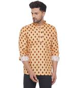 Yellow printed cotton men-kurtas