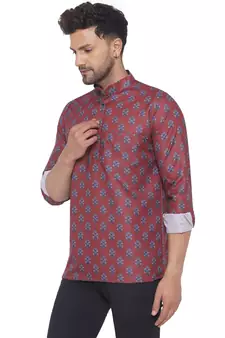 Maroon printed cotton men-kurtas