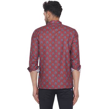 Maroon printed cotton men-kurtas 4