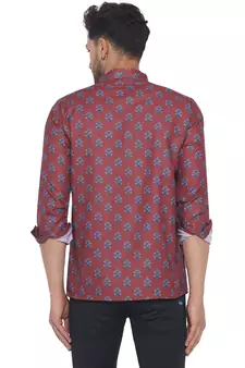Maroon printed cotton men-kurtas