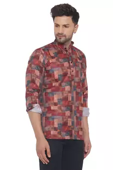 Pink printed cotton men-kurtas