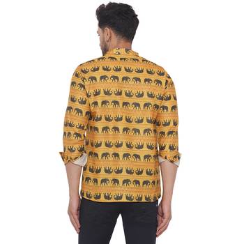 Yellow printed cotton men-kurtas 4