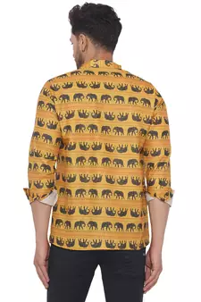 Yellow printed cotton men-kurtas