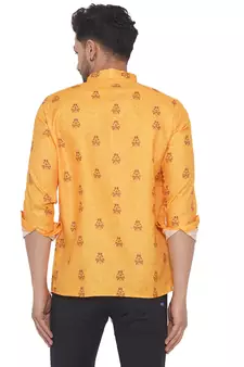 Yellow printed cotton men-kurtas