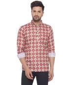 Pink printed cotton men-kurtas