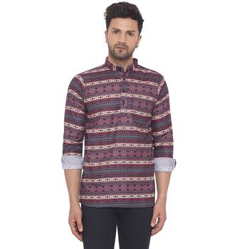 Pink printed cotton men-kurtas 1