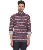 Pink printed cotton men-kurtas