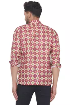 Pink printed cotton men-kurtas