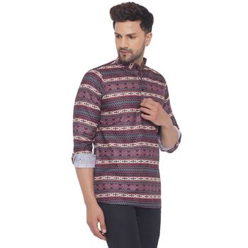 Pink printed cotton men-kurtas 2