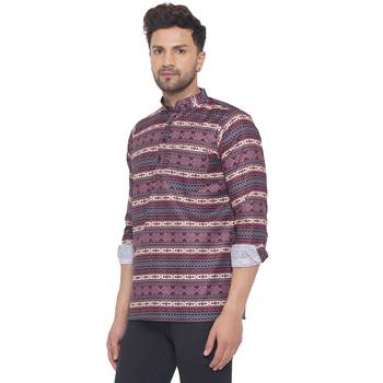 Pink printed cotton men-kurtas 3