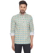 Blue printed cotton men-kurtas