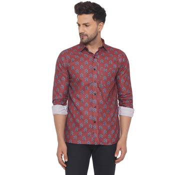 Maroon printed cotton men-kurtas 1