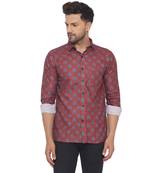 Maroon printed cotton men-kurtas